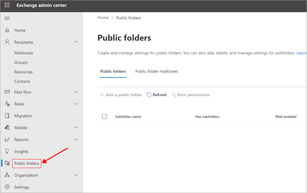 Select Public folders