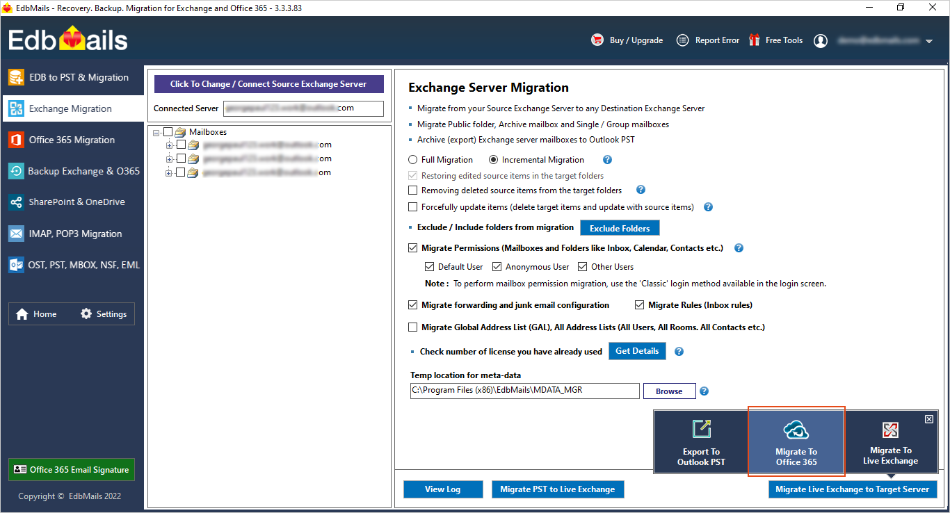 Connect to the Exchange server as Global Admin