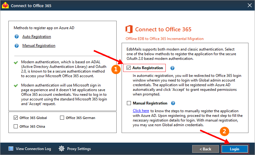 Connect to the target Office 365 server