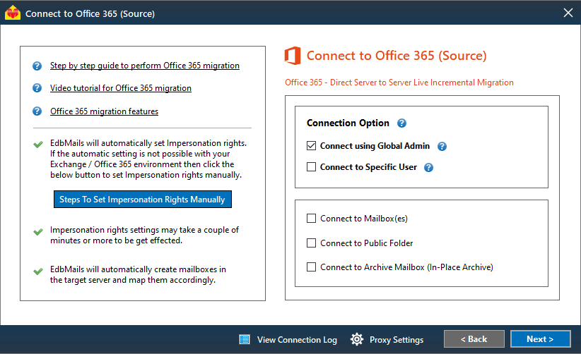 Connect to global admin user