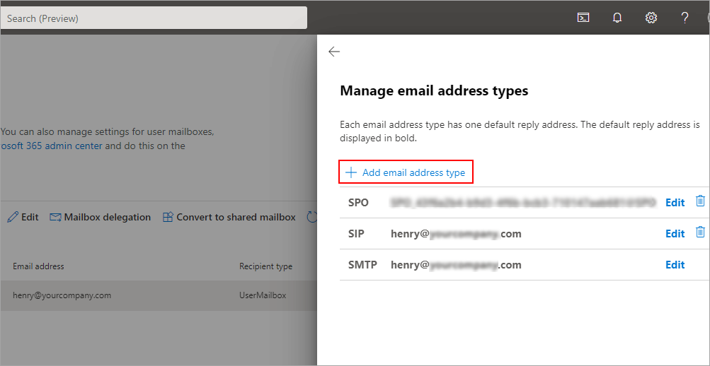 Add email address type