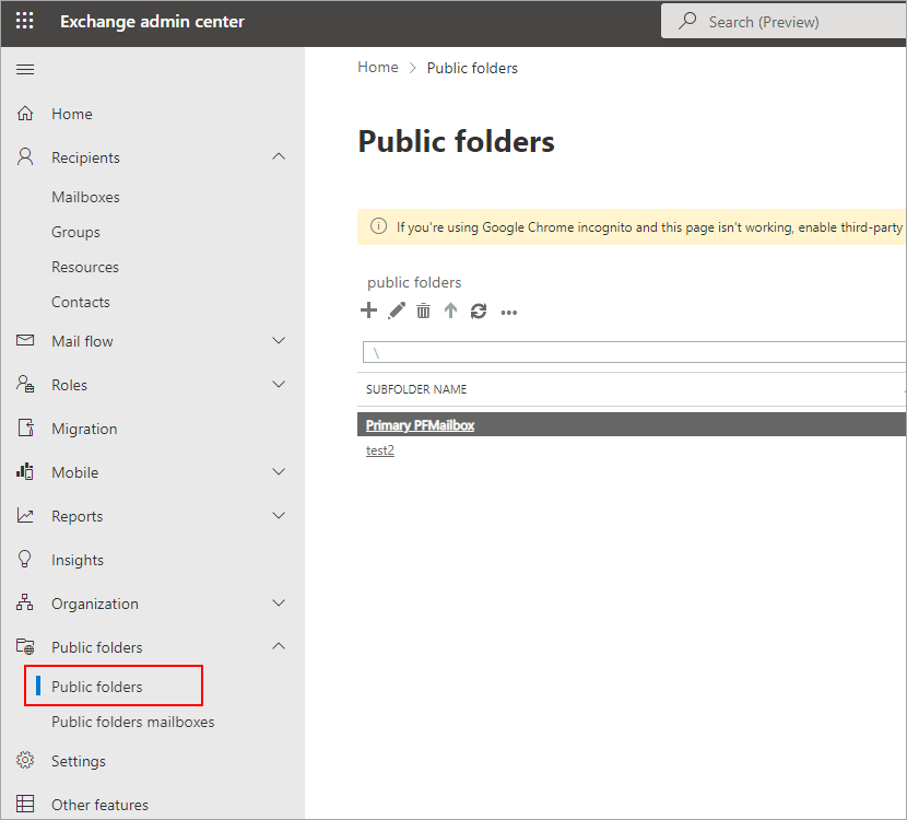 Select Public Folders