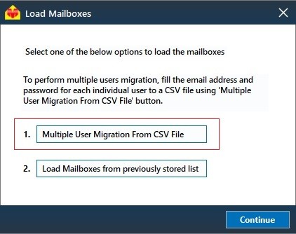Mutli user migration from csv file
