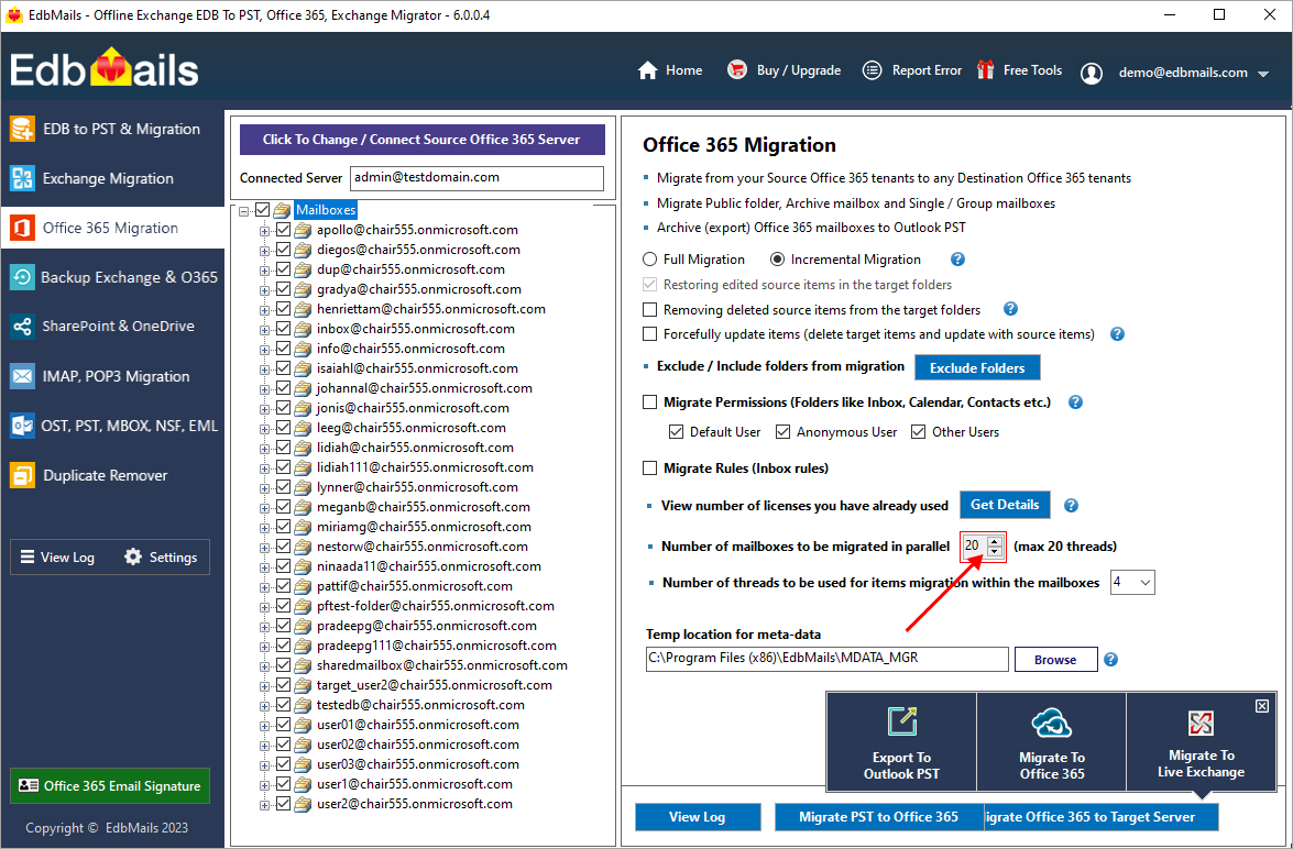 Concurrent Office 365 Mailbox Migration