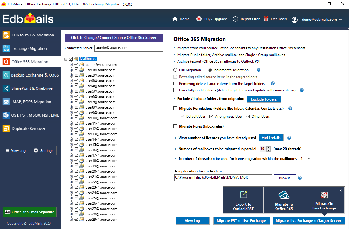 Office 365 Tenant to Tenant migration Software