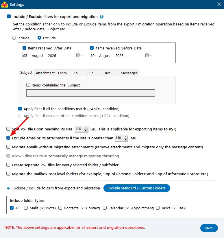 Exclude Emails or Attachments Exclude Emails or Attachments