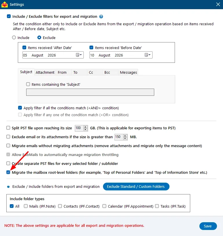 Migrate Mailbox Root-Level Folders Migrate Mailbox Root-Level Folders