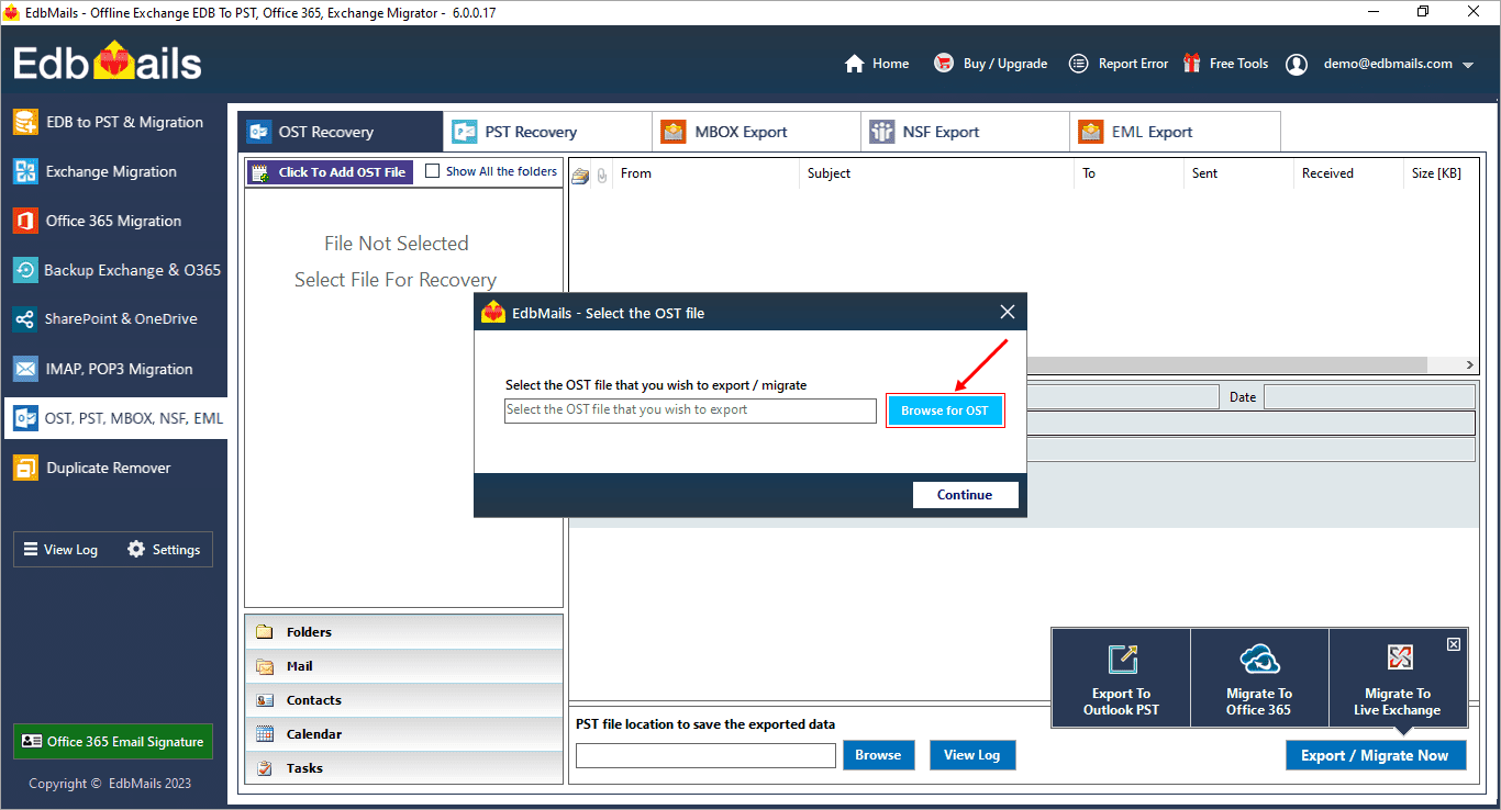 login to convert ost to pst