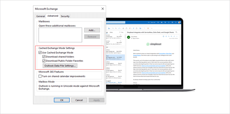 Outlook 365 Cached Exchange mode