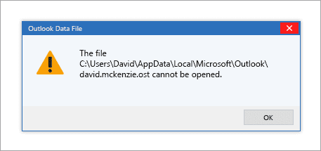 Outlook data file cannot be opened OST