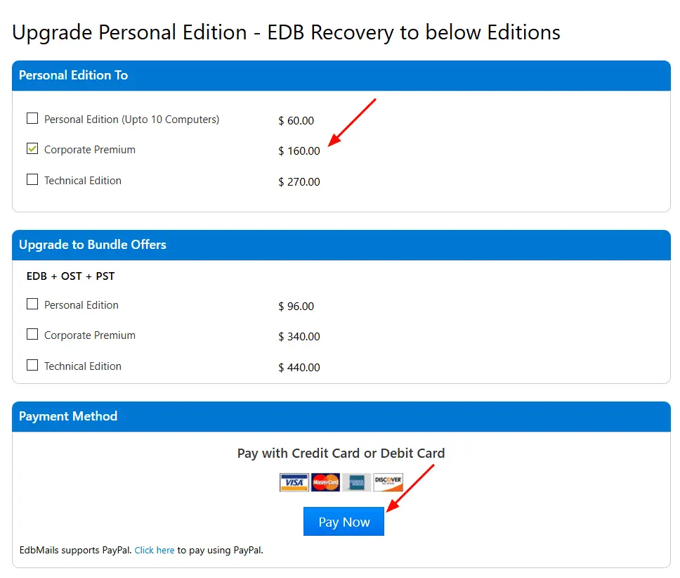 Choose higher plans and procced