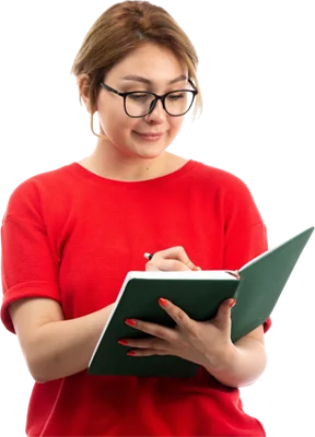 IT professional writing a review of EdbMails in a notebook