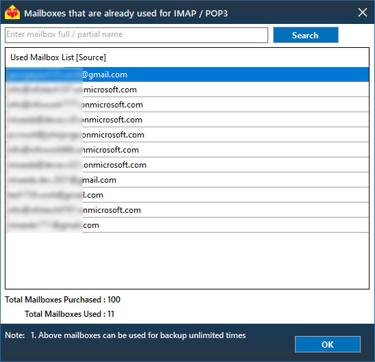 IMAP migration selected mailboxes