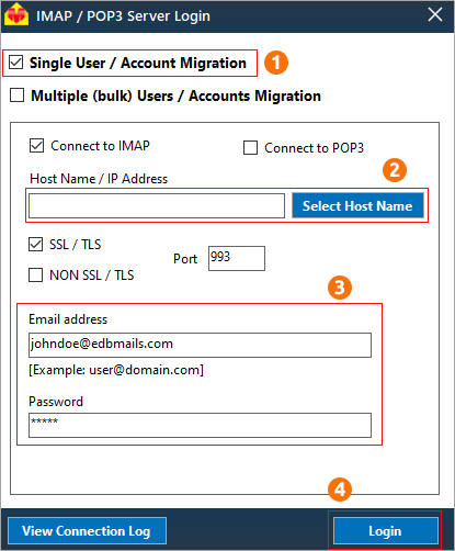 Connnect to IMAP single user mailbox