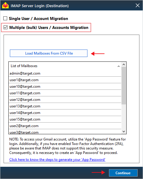 Multiple User Account Migration using CSV