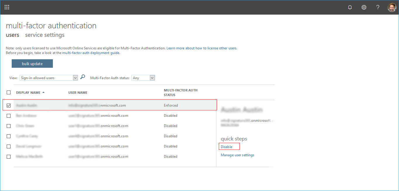 Disable MFA and delete all existing app passwords in Office 365