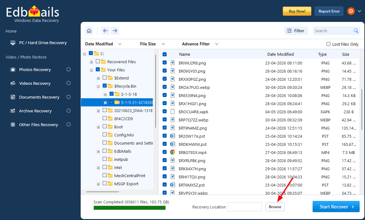 Click 'Start Export' button