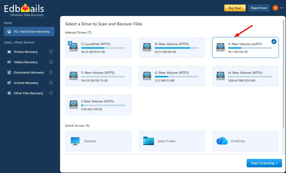 Select exFAT Disk Select exFAT Disk