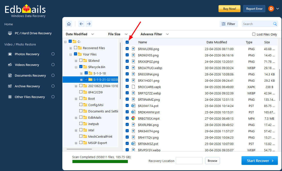 Select mailboxes or folders