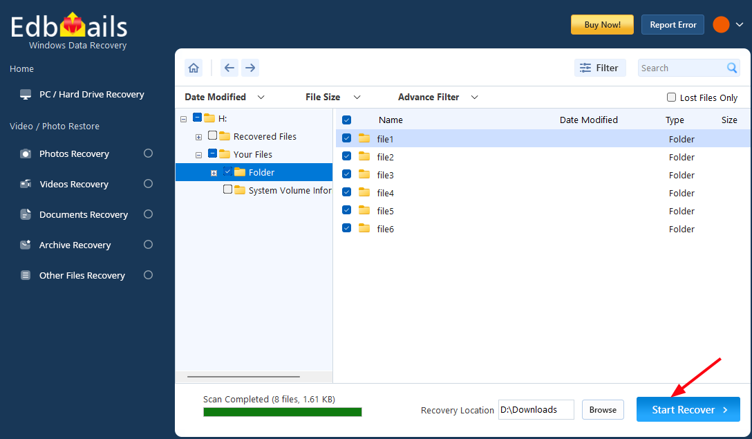Click 'Start Export' button