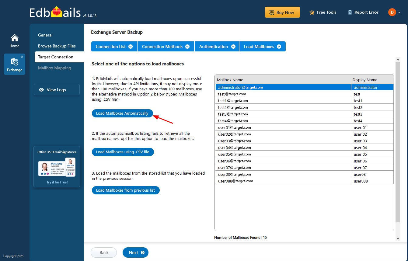 Import mailboxes using a CSV file