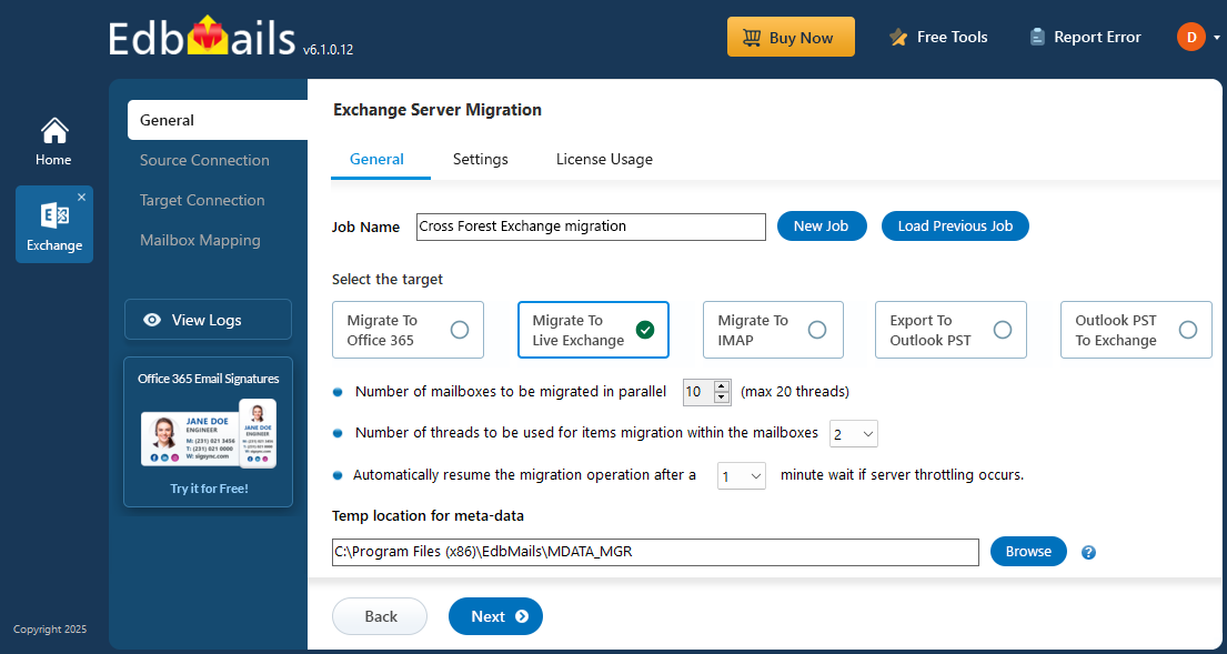 Cross forest Exchange migration