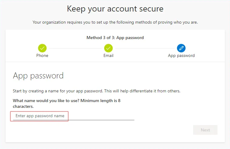 Enter the App Password Enter the App Password