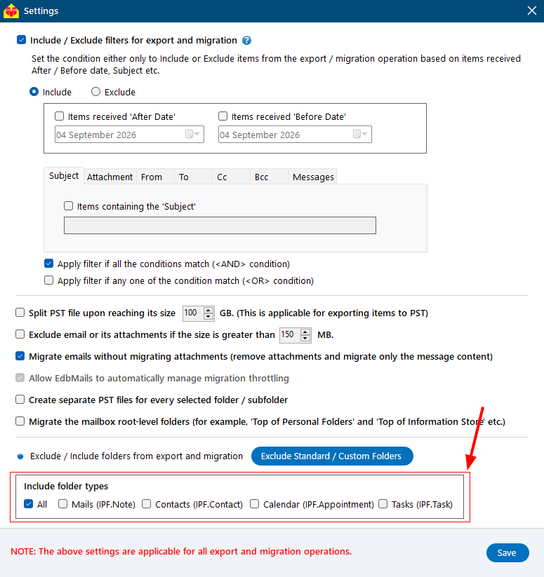 Include folder types Include folder types