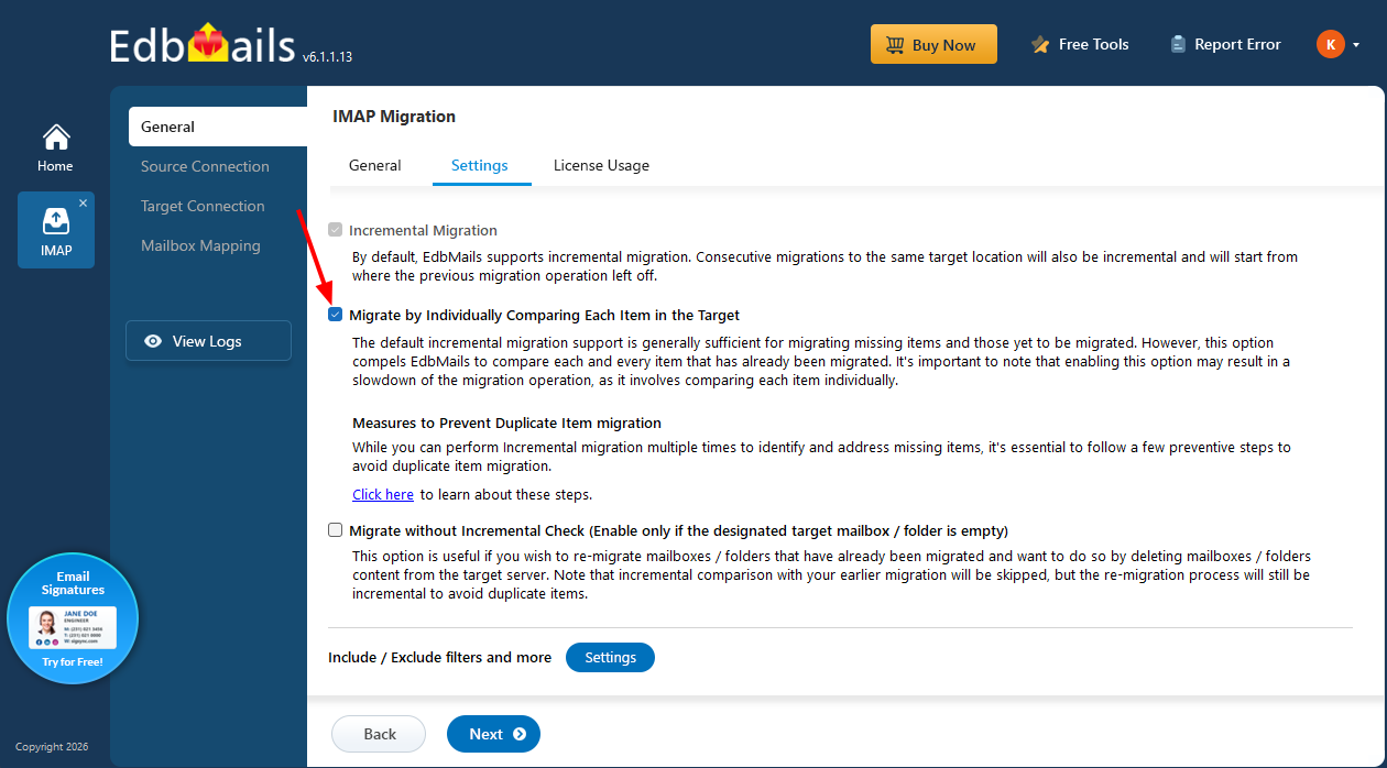 Migrate by Individually Comparing Each Item in the Target Migrate by Individually Comparing Each Item in the Target
