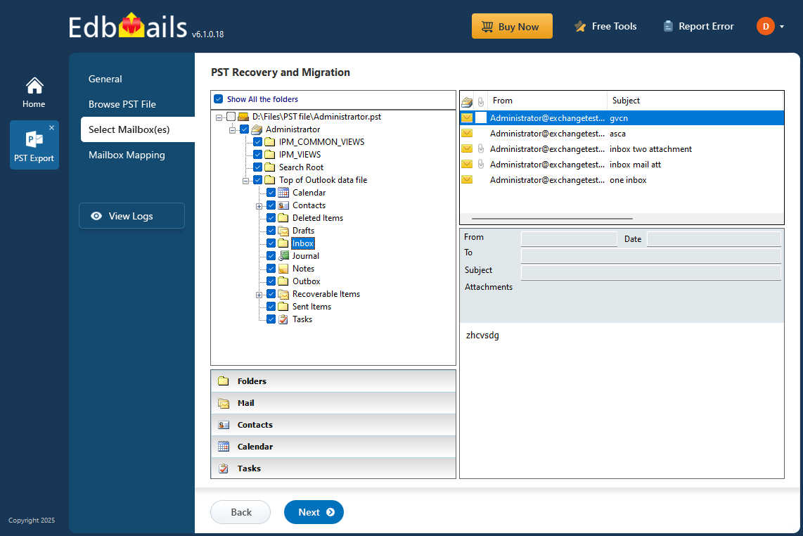 outlook pst to pst selected mailbox