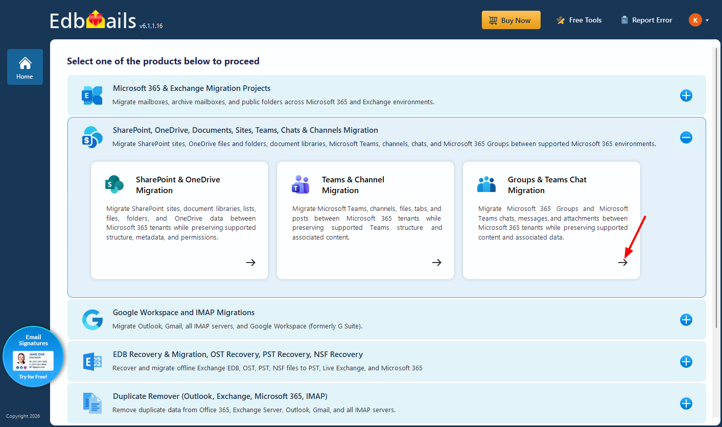 Select ‘SharePoint sites, OneDrive, Teams, Migration’ Select ‘SharePoint sites, OneDrive, Teams, Migration’