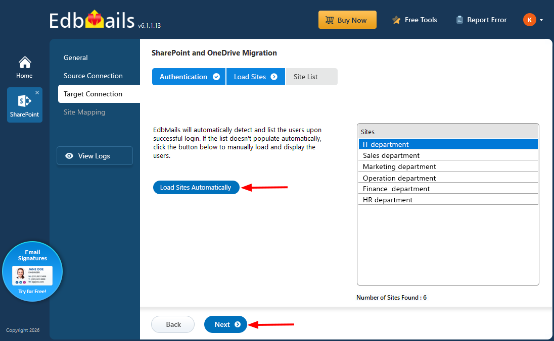 Load Sites Automatically Load Sites Automatically