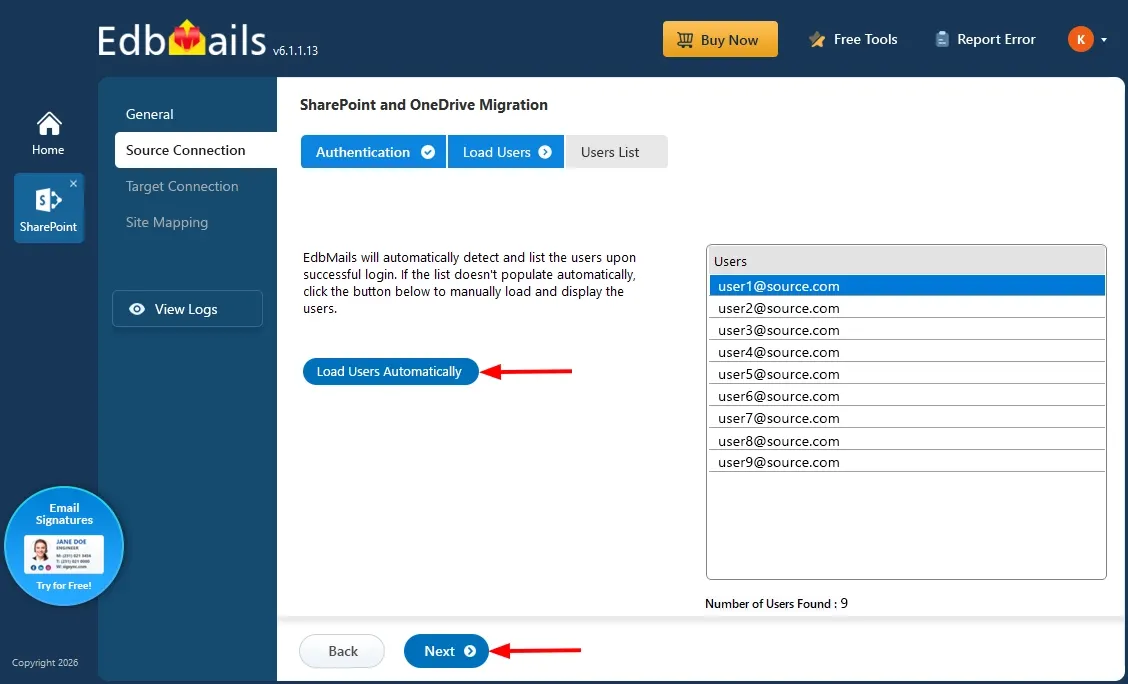 Load Sites Automatically Load Users Automatically