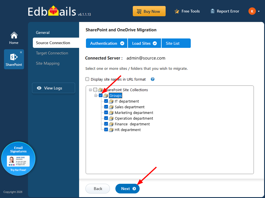Select required Users