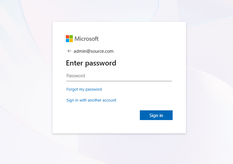 Authenticate on the Microsoft sign-in page Authenticate on the Microsoft sign-in page