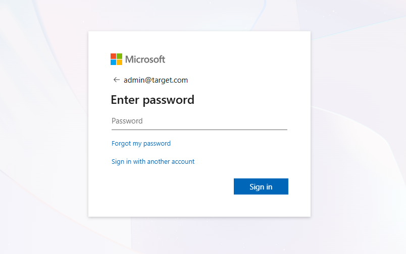 Authenticate on the Microsoft sign-in page Authenticate on the Microsoft sign-in page