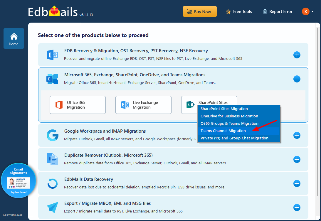 Select ‘O365 Groups & Teams Migration’