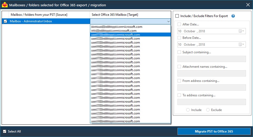 Mapping Outlook PST to Office 365