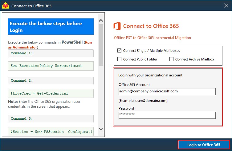 Outlook PST Office 365 login