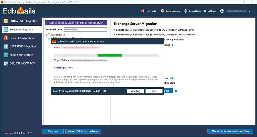 Migrate Source Exchange to Destination Exchange
