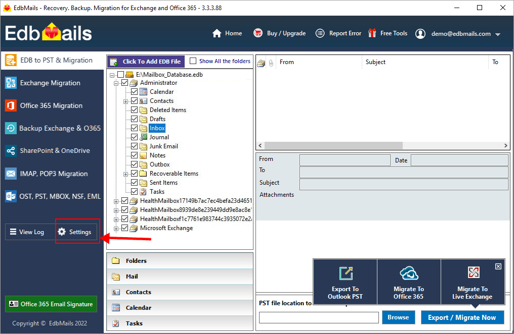 Select Setting to exclude by attachment size