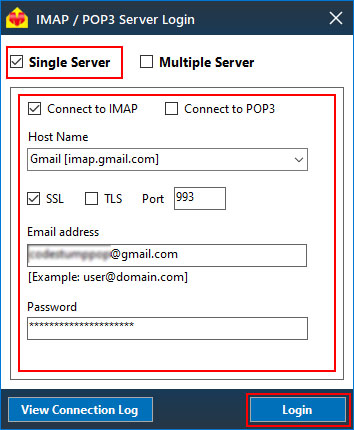 Choose IMAP login