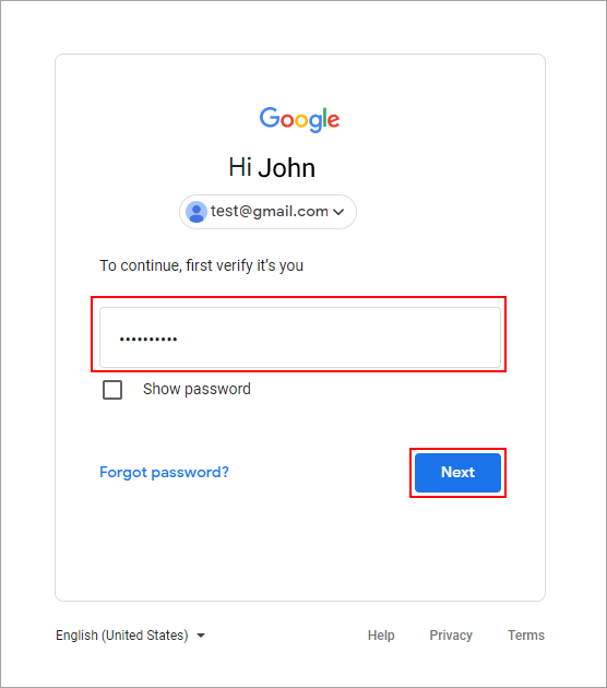 Authenticate to your Gmail account