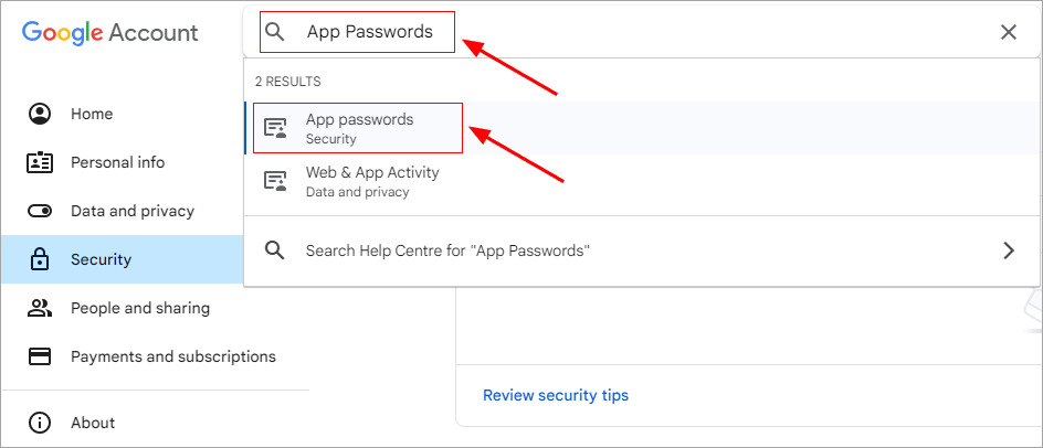 Security App password