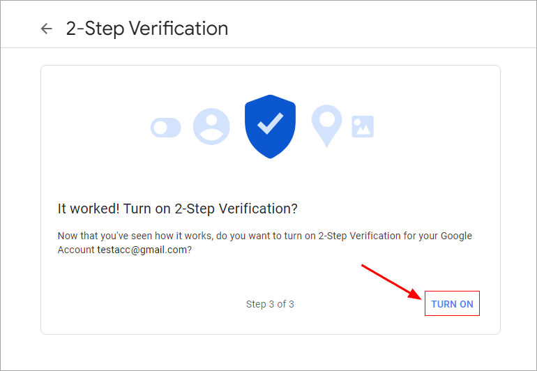 Turn on 2 step verification
